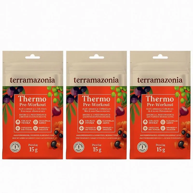 Kit 3 Thermo Pre Workout Açai Guarana Cafe Natural 15g