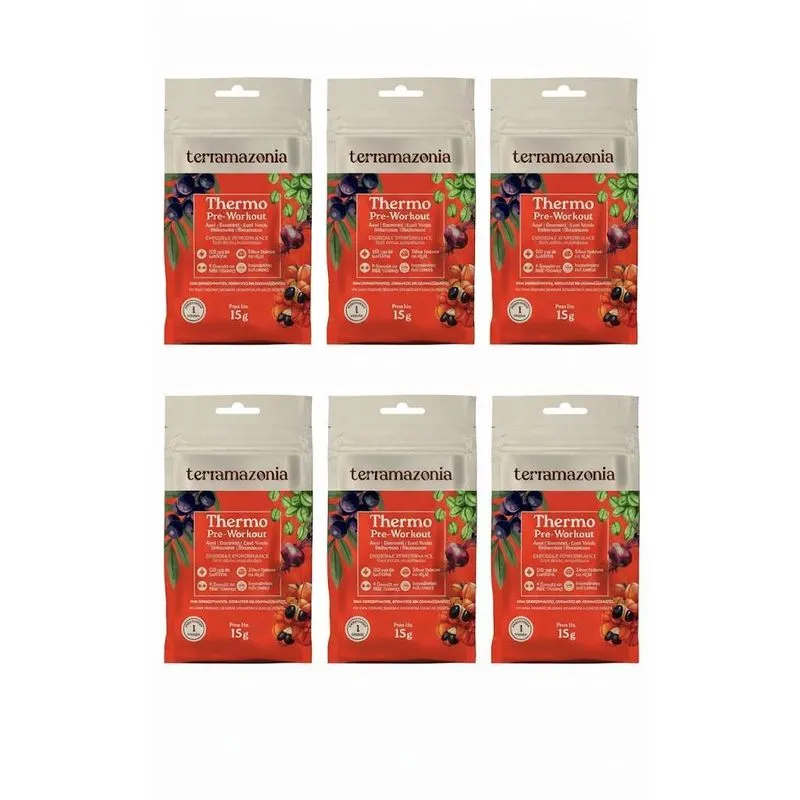 Kit 6 Thermo Pre Workout Açai Guarana Cafe Natural 15g