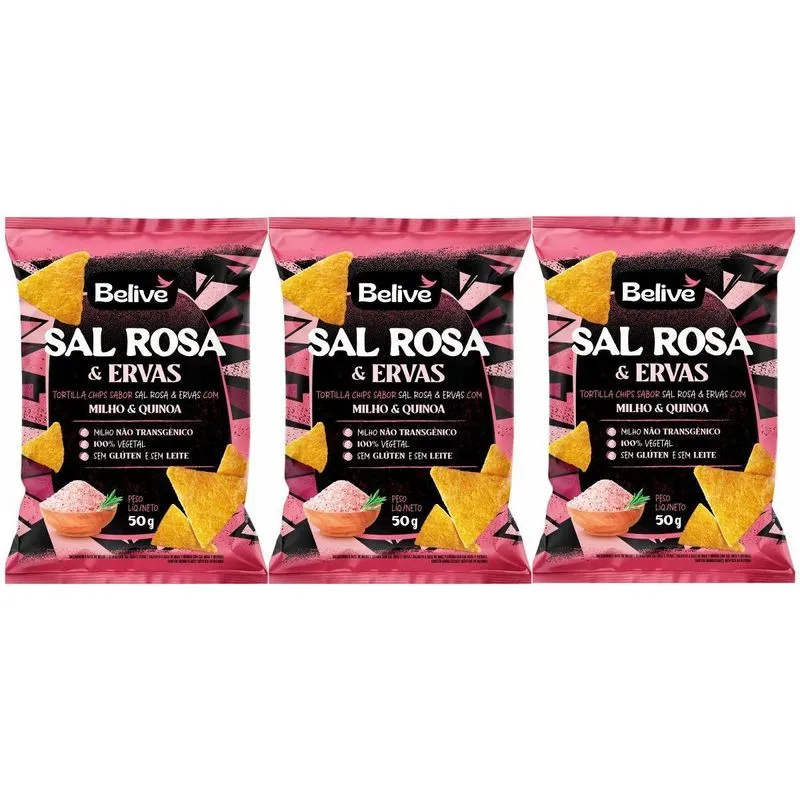 Kit 3 Tortilla Natural 100% Vegetal Sal Rosa E Ervas 50g