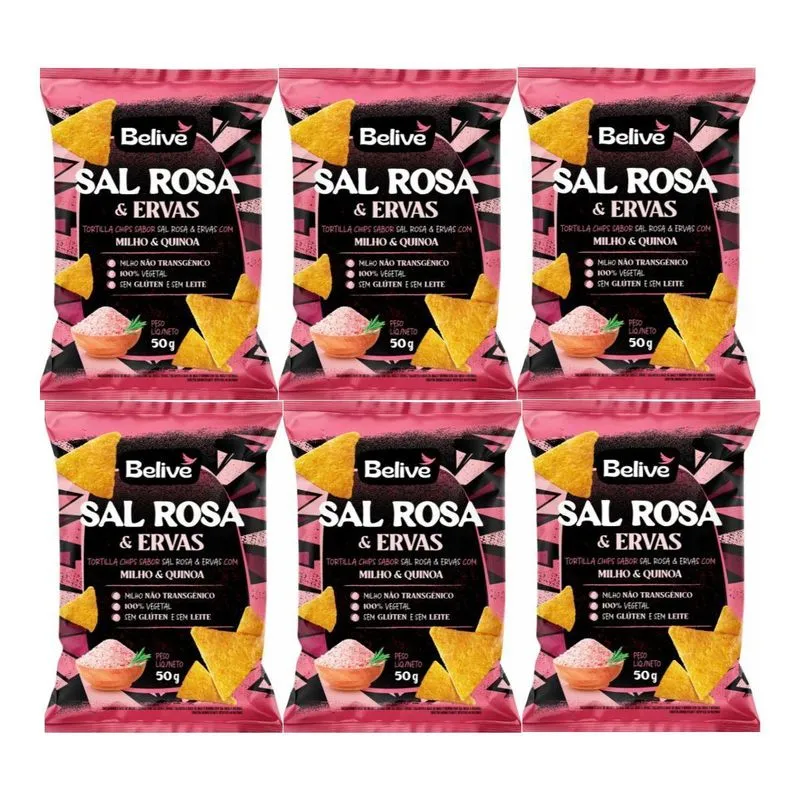 Kit 6 Tortilla Natural 100% Vegetal Sal Rosa E Ervas 50g