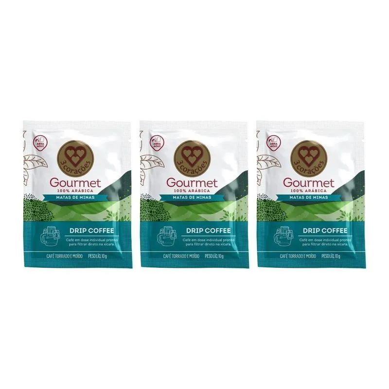 Kit 3 Café Drip 100% Arabe Gourmet Matas De Minas 10g