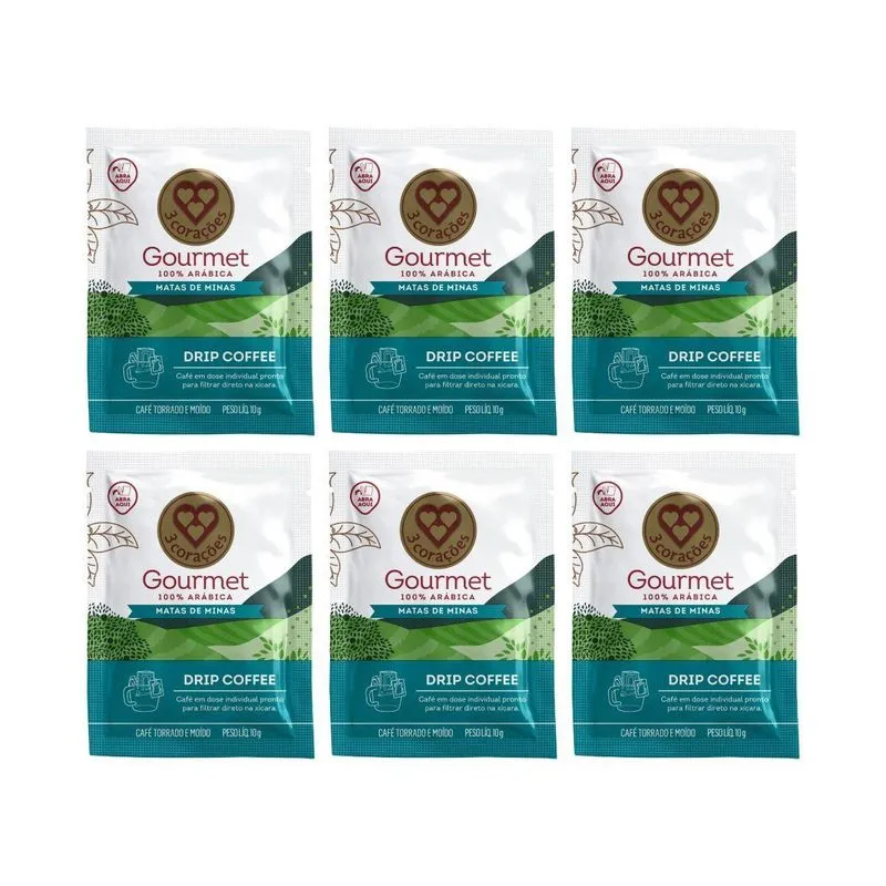 Kit 6 Café Drip 100% Arabe Gourmet Matas De Minas 10g