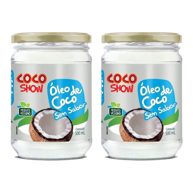 Kit 2 Oleo De Coco Sem Sabor 500ml Natural Sem Gluten Vegano