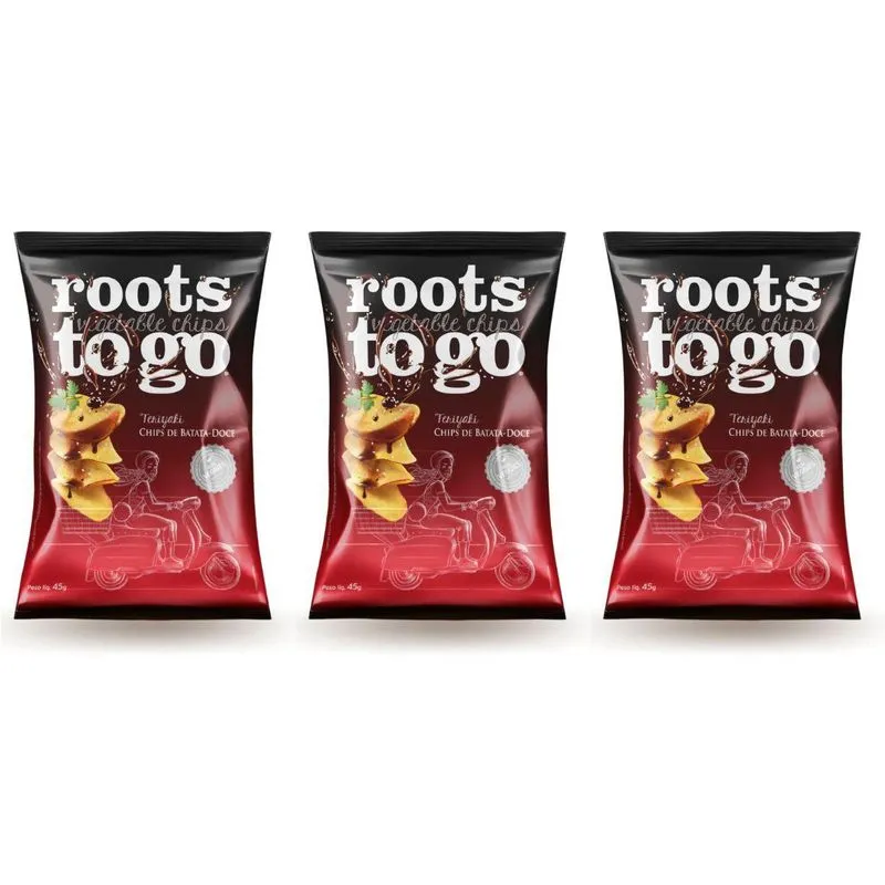 Kit 3 Chips Batata Doce Teriyaki 45g Natural E Sem Gluten