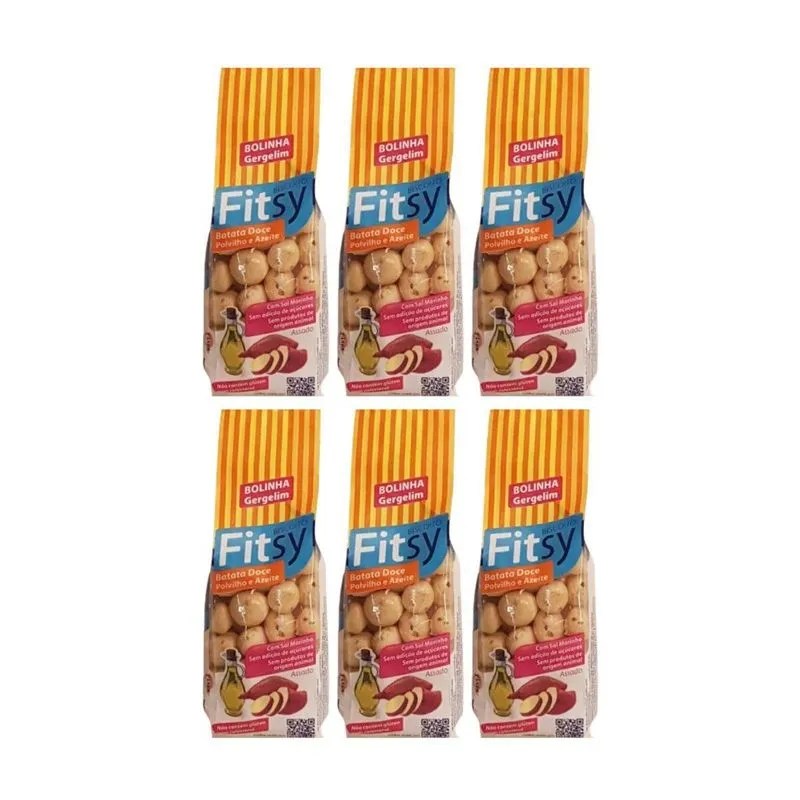 Kit 6 Bolinhas De Batata Doce E Povilho Gergelim 60g Fitsy