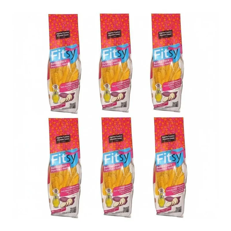 Kit 6 Palitos De Batata Doce Com Povilho Azeite Picante 60g