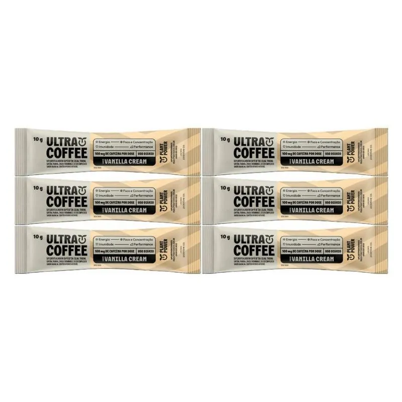 Kit 6 Suplemento Ultra Coffee Vanilla Cream 10g Plant Power
