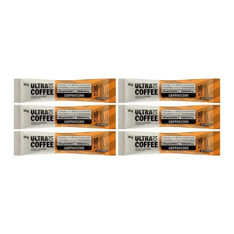 Kit 6 Suplemento Ultracoffee Cappuccino 10g Plant Power