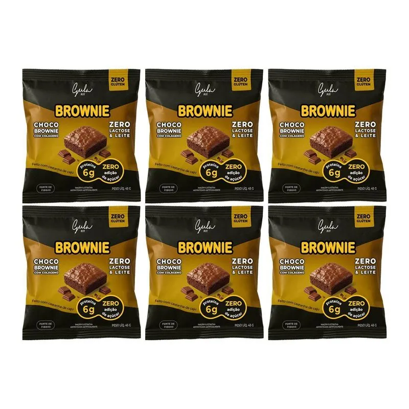 Kit 6 Brownie Proteico 6g Zero Açucar Colageno 45g Gulafitv