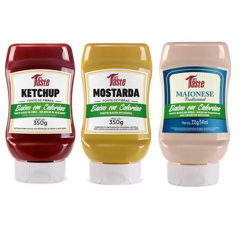 Kit 3 Molho Ketchup Molho Mostarda Molho Maionese Zero Aç