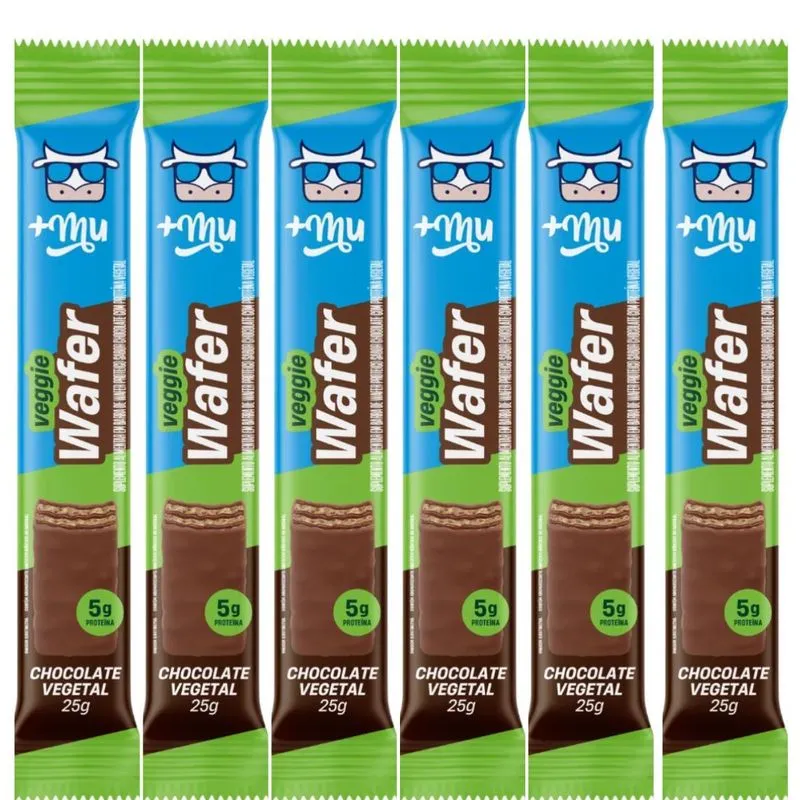 Kit 6 Veggie Wafer Chocolate Vegetal 25g 5g De Proteina 37g