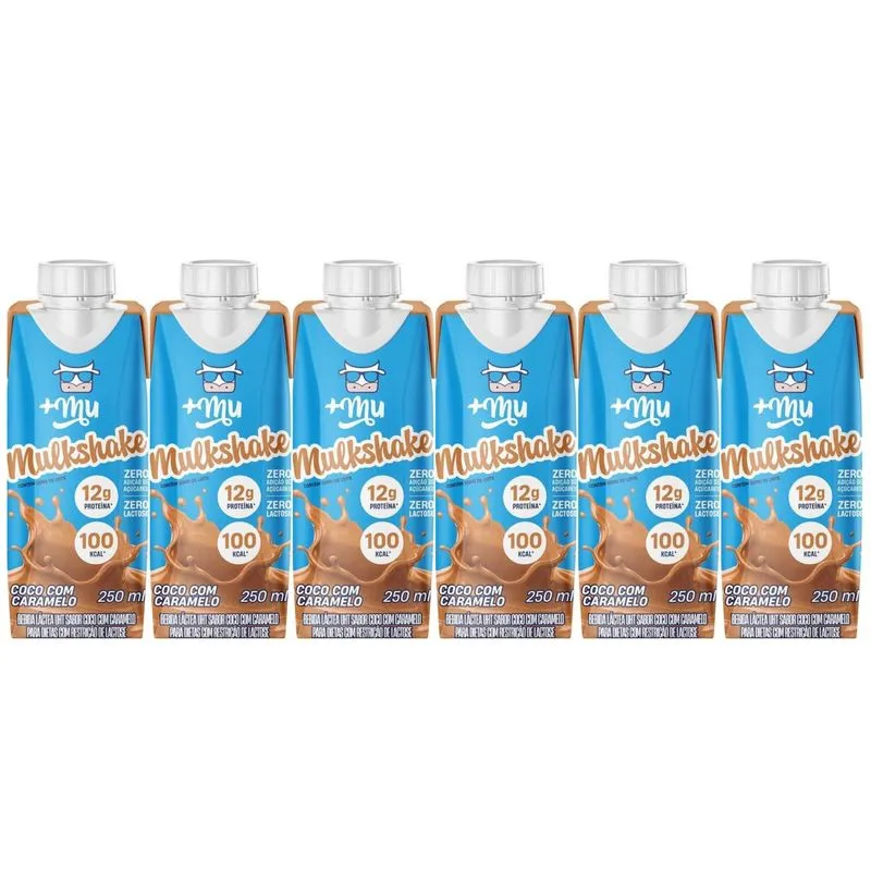 Kit 6 Mulkshake Proteico Coco C Caramelo 250ml 12g De Prot