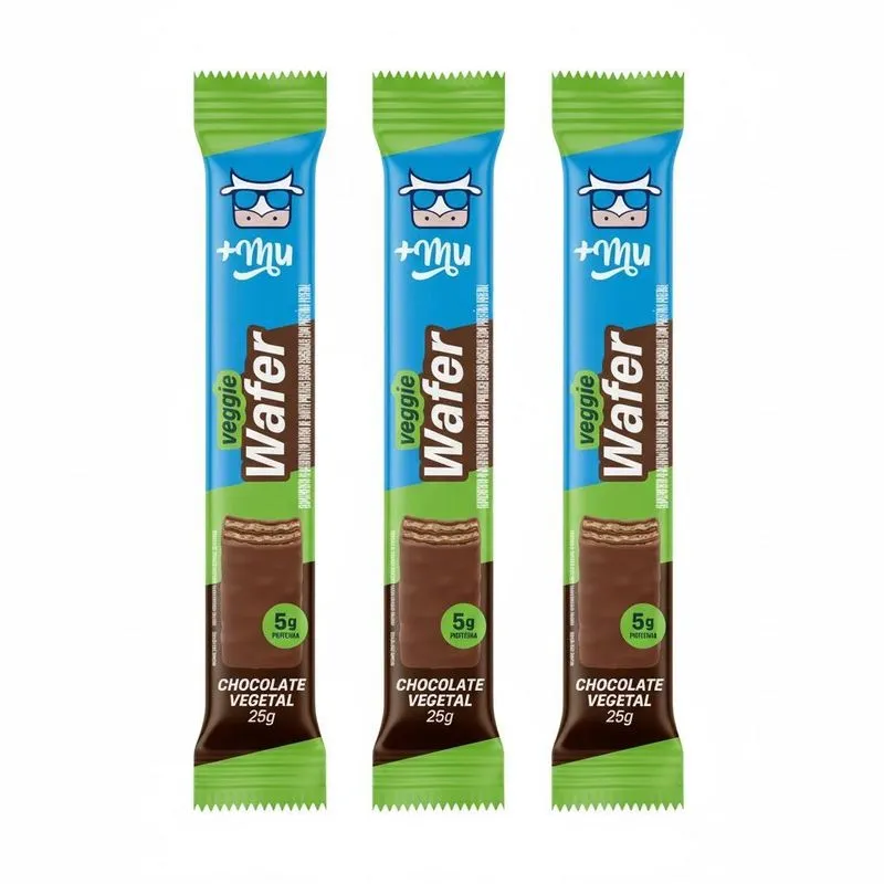Kit 3 Veggie Wafer Chocolate Vegetal 5g De Proteina +mu