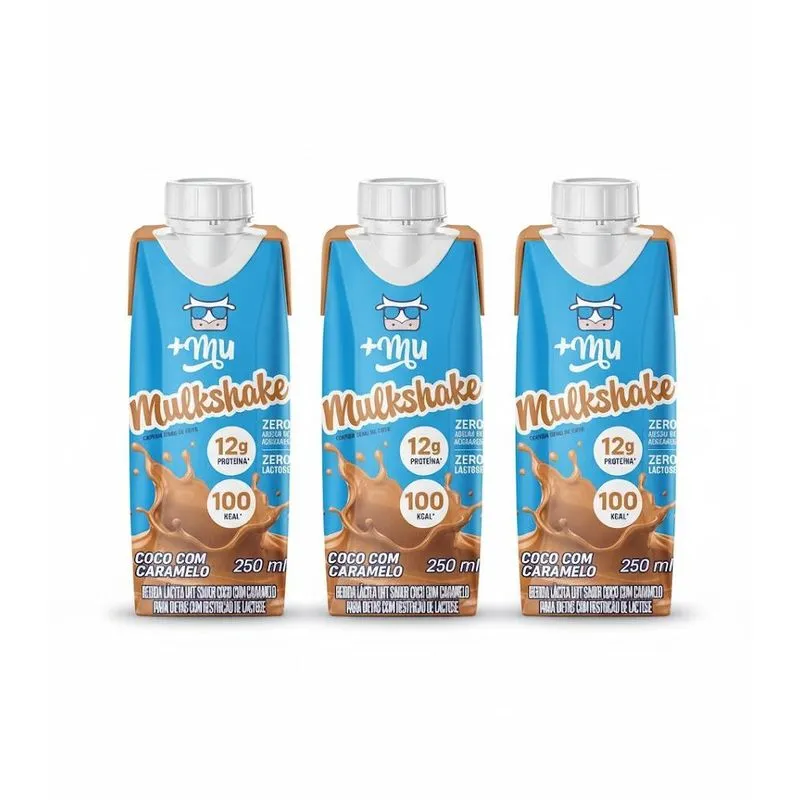 Kit 3 Mulkshake Proteico 12g De Proteina Coco C Caramelo