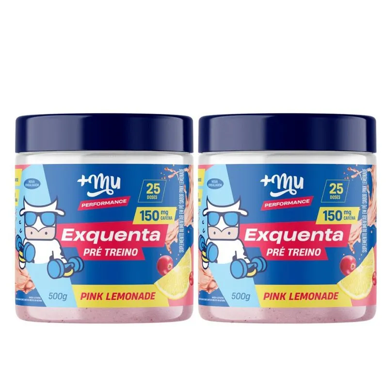 Kit 2 Pre Treino Pink Lemonade Exquenta Muke 300g Foco+força