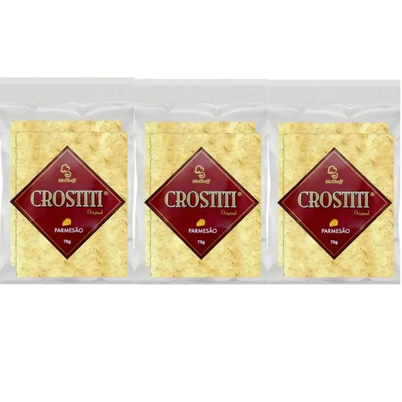 Kit 3 Crostiti Parmesao 75g Aperitivo Assado E Fino Mr Cheff