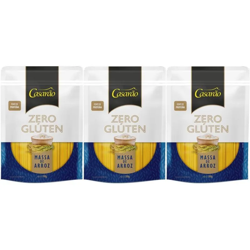 Kit 3 Massa Spaghetti Premium Fonte De Prot Sem Gluten 200g