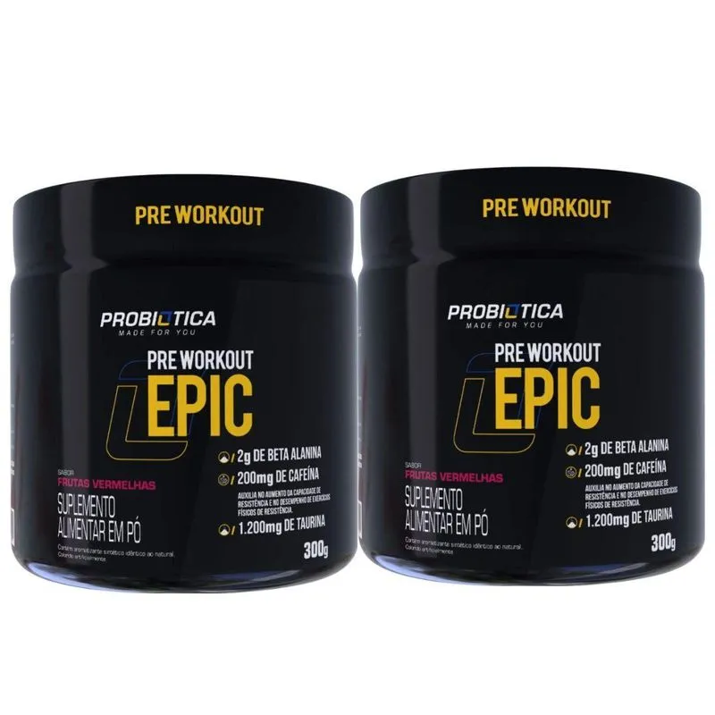 Kit 2 Pré Treino Epic Frutas Vermelhas 300g Foco E Força