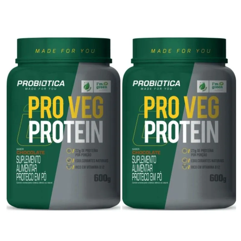 Kit 2 Pro Veg Whey Protein Vegano Isolado 22g De Prot 600g