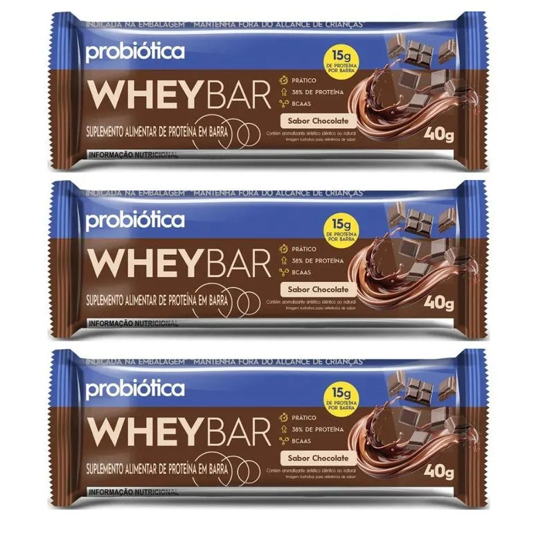 Kit 3 Whey Bar Barra Proteica 15g De Prot Chocolate 40g
