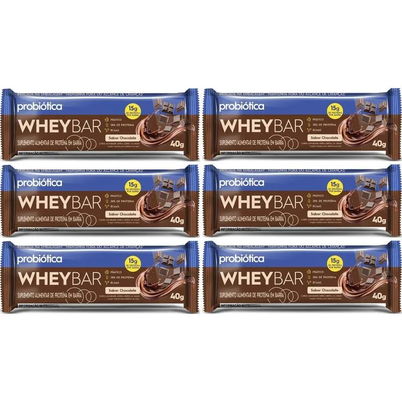 Kit 6 Whey Bar Barra Proteica 15g De Prot Chocolate 40g