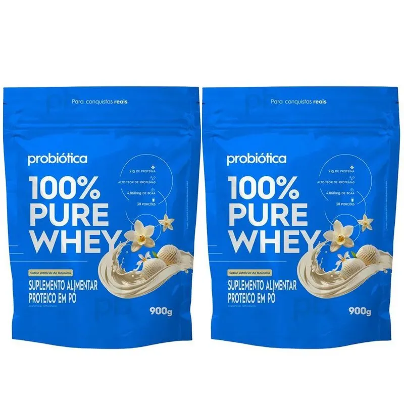 Kit 2 Whey Protein Conc 100% Pure Baunilha 24g De Prot 900g