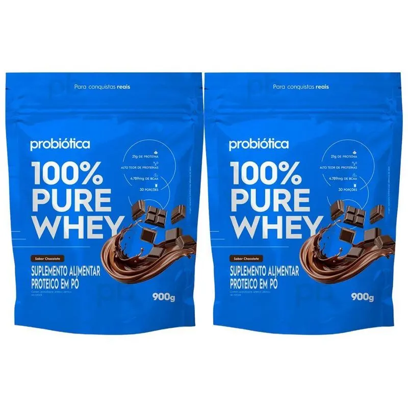Kit 2 Whey Protein Conc 100% Pure Chocolate 24g De Prot 900g