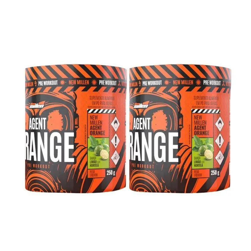 Kit 2 Agent Orange Limão C Hort Pré Treino Foco E Força 250g