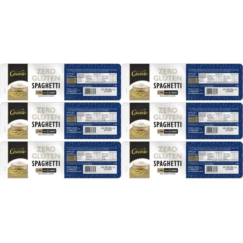 Kit 6 Massa Spaghetti Premium Fonte De Prot Sem Gluten 500g