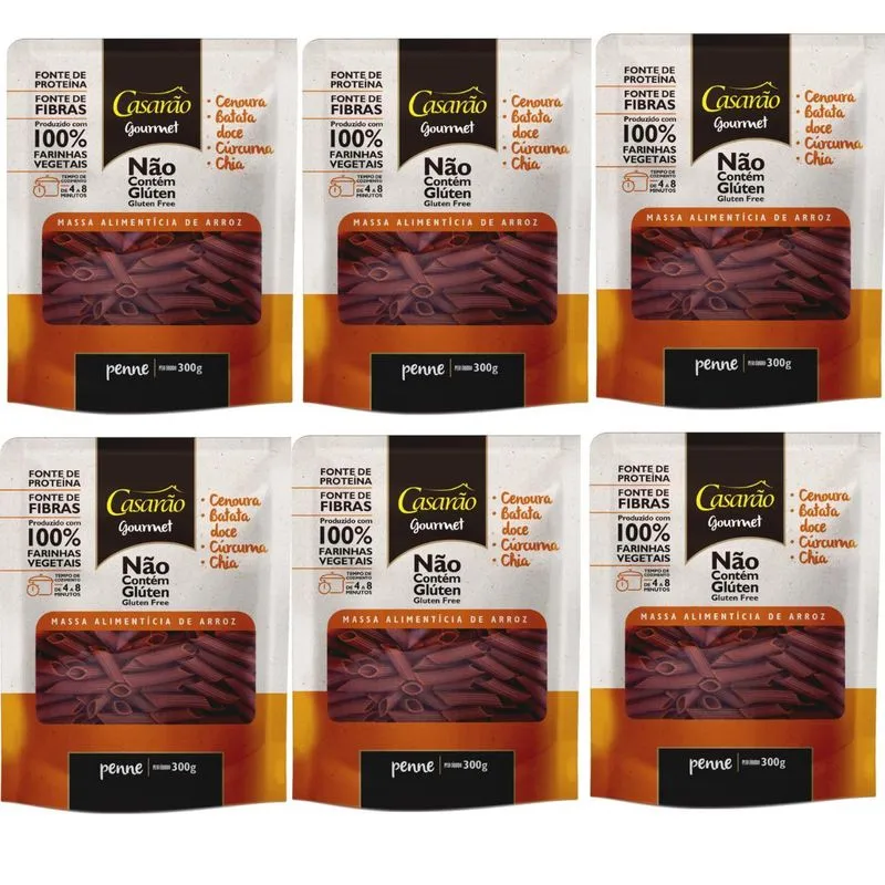 Kit 6 Penne Cenoura Gourmet Fonte De Prot 300g Sem Gluten