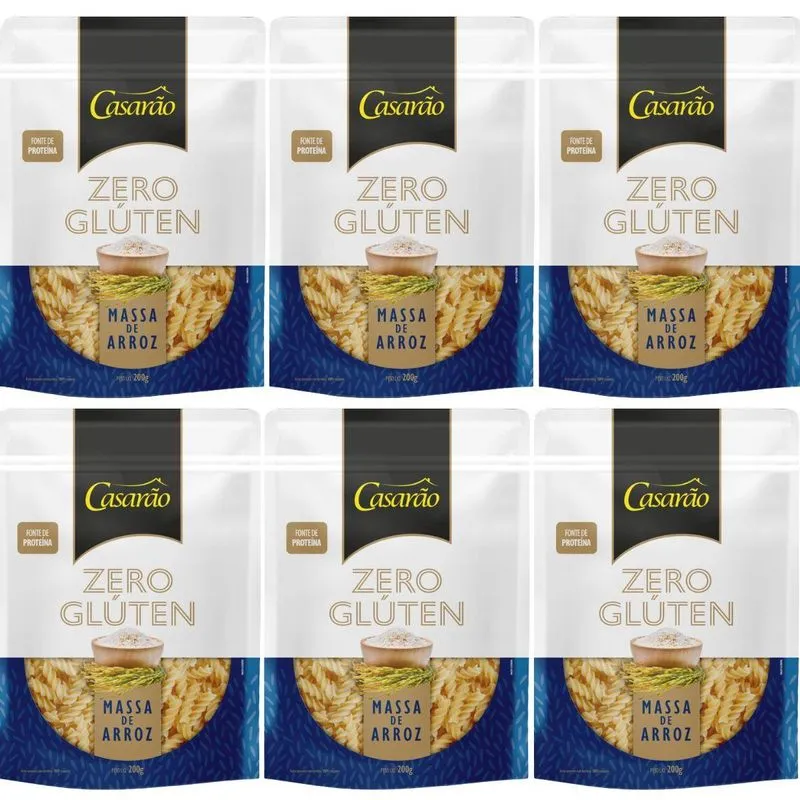 Kit 6 Massa Fusilli Premium Fonte De Prot 200g Sem Gluten