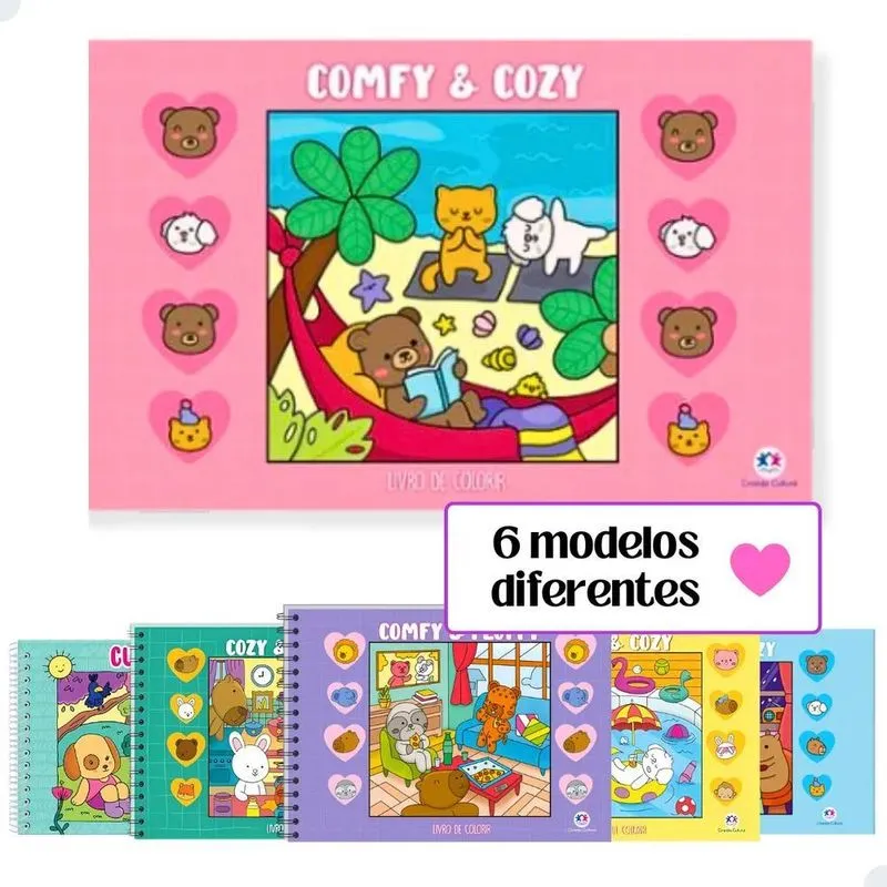 5x Livro De Colorir Em Capa Dura Com Desenhos Variados E Det