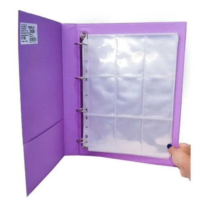 Fichário Organizador Argolas Folhas Plasticas - Lilás