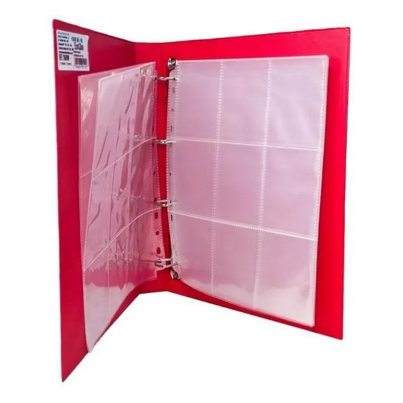 Fichário Organizador Argolas Folhas Plasticas - Vermelho