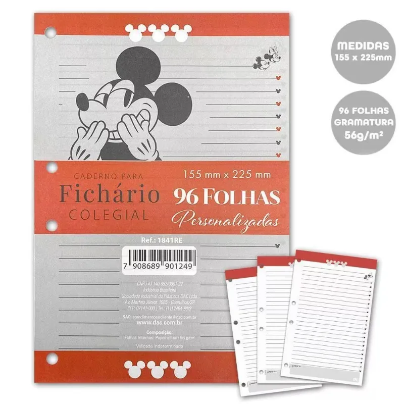 Refil Fichário Colegial Mickey/Minnie 1841RE - DAC