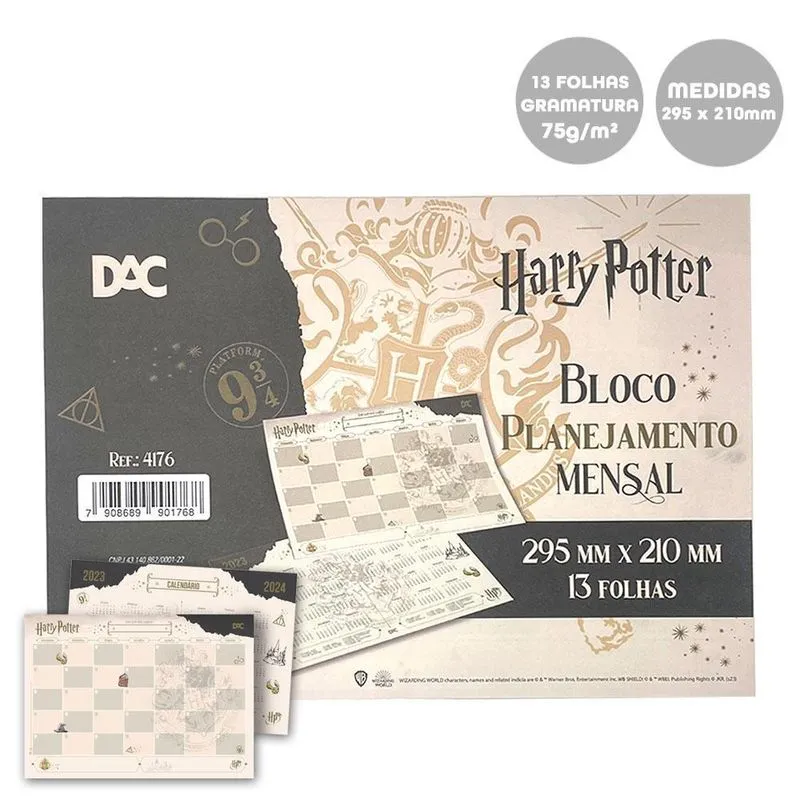 Bloco Planejamento Mensal 295x210mm 13fls Harry Potter Dac