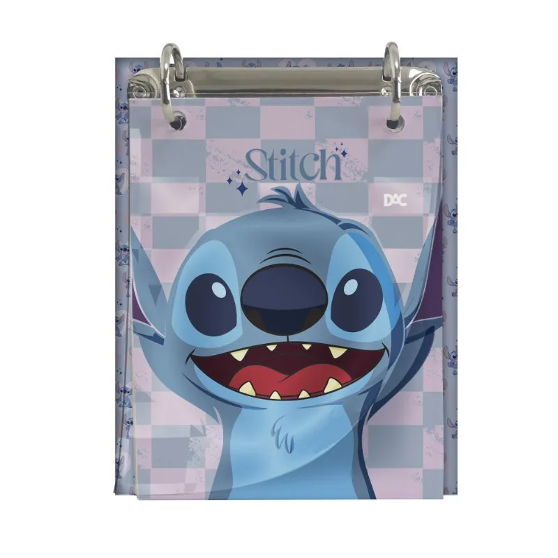 Mini Fichário Argolado Com Fichas Dac 80fls Stitch