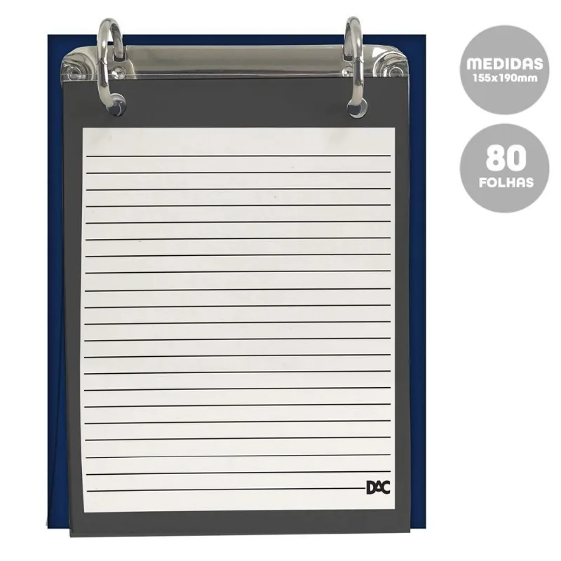 Mini Fichário Vertical Vision Azul Marinho 80fl 2 Fechos Dac