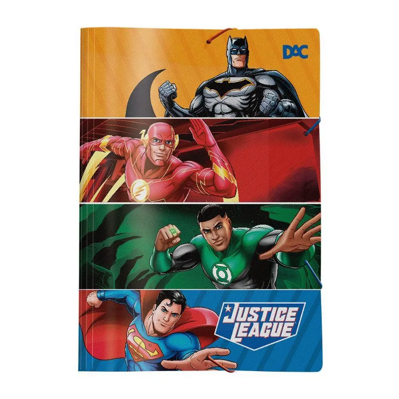 Pasta Aba Elástica Plástica Liga Da Justiça Oficio Escolar