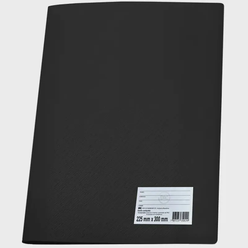 Pasta Catalogo Plastica pp A4 com 10 Envelopes Preta