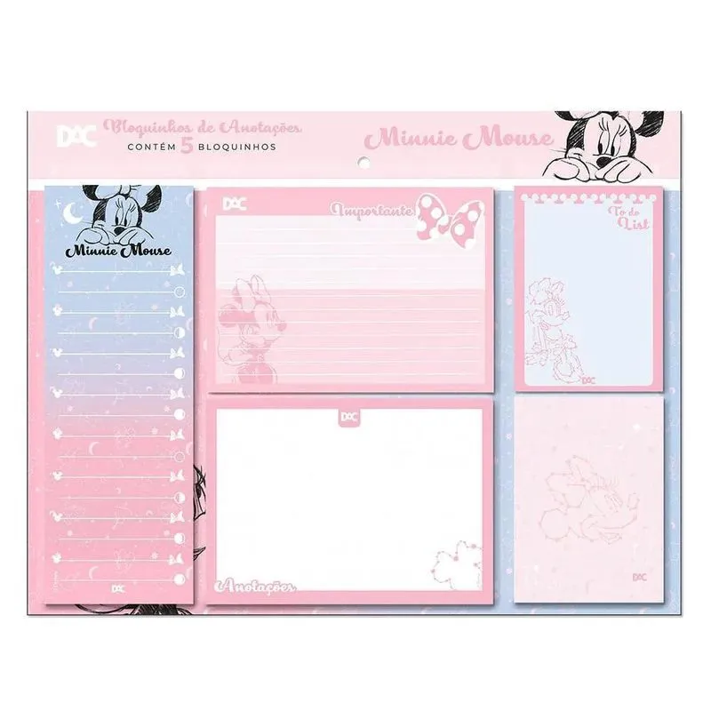Bloquinhos De Anotações Minnie Mouse 5 Uni 20 Folhas Dac