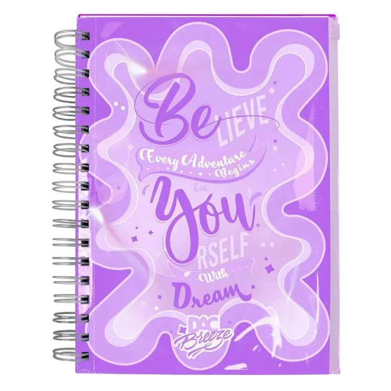 Caderno Smart Colegial Lilás 80Fls Com Malote Zip Dac