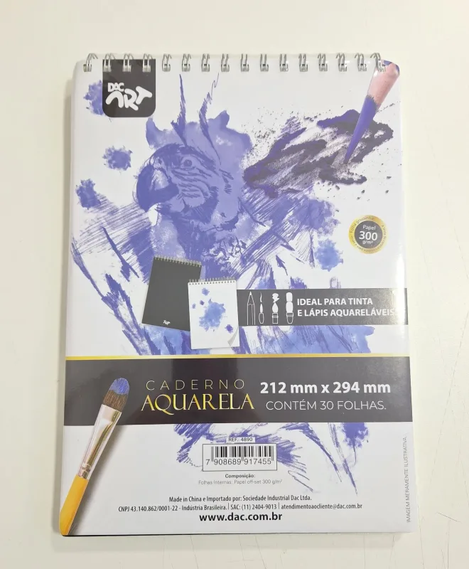 Caderno Aquarela DAC 30 Folhas Papeg 300g 212x294mm 1un