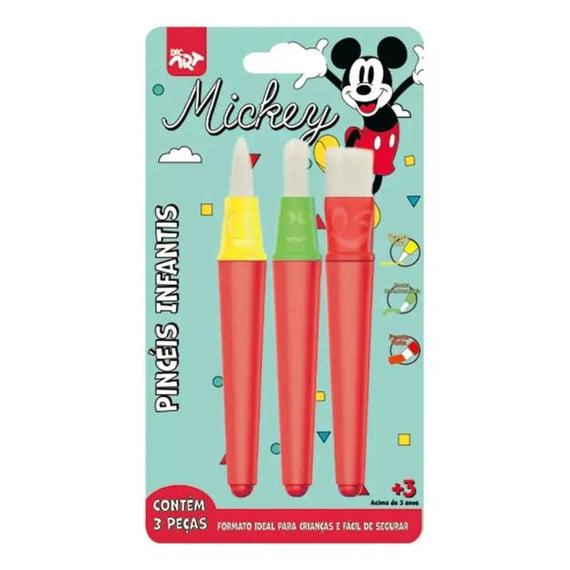 Pincel Infantil Dac - Conjunto Com 3 Peças - Mickey