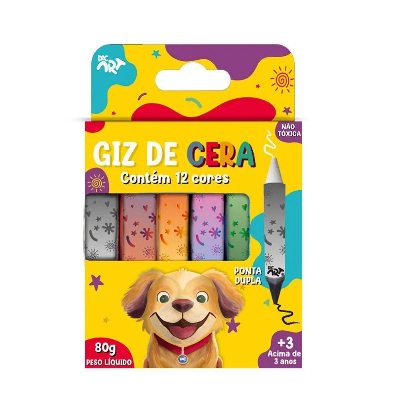 Giz De Cera Ponta Dupla 12 Cores Dac