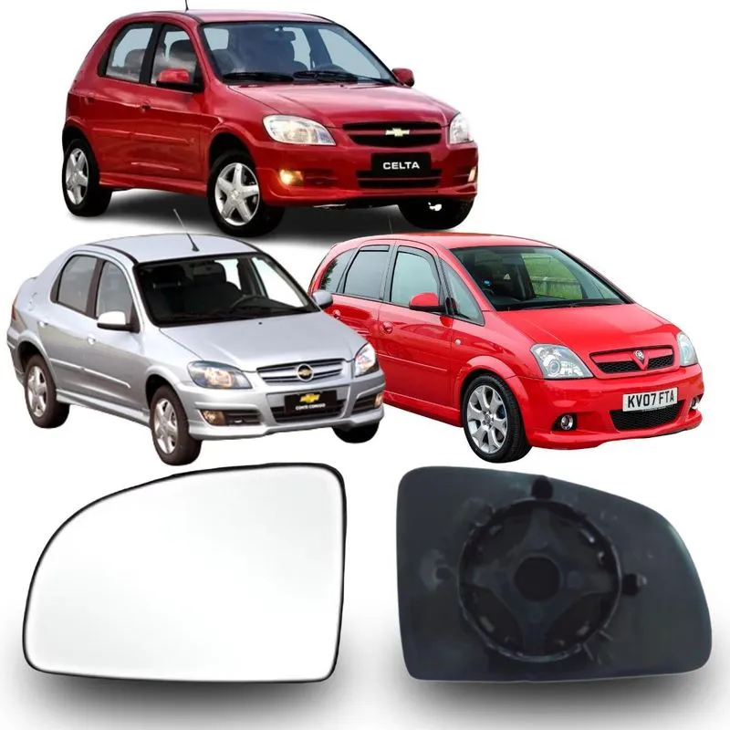 Lente Espelho Retrovisor Celta Meriva 2007 Prisma 2008 Até 2012 Lado Esquerdo Removel Sb021