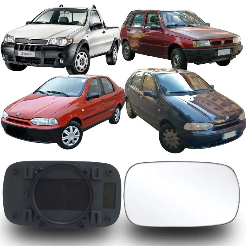 Lente Espelho Retrovisor Palio Strada Siena 1996 Até 2000 Uno 1995 Até 2000 Lado Direito Removel Sb068