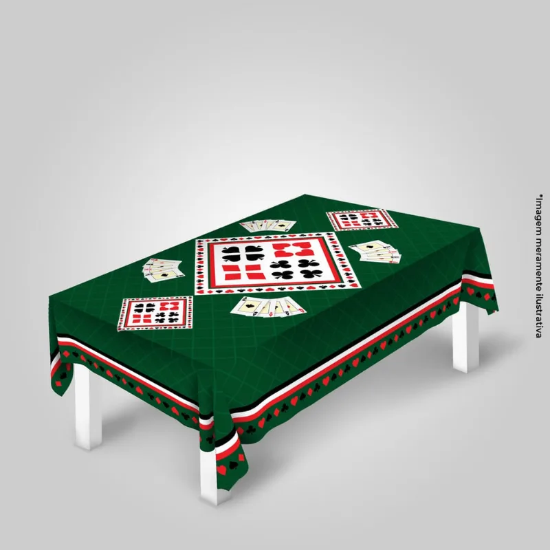 Toalha Mesa Felpuda Retangular Baralho Verde Poker Truco