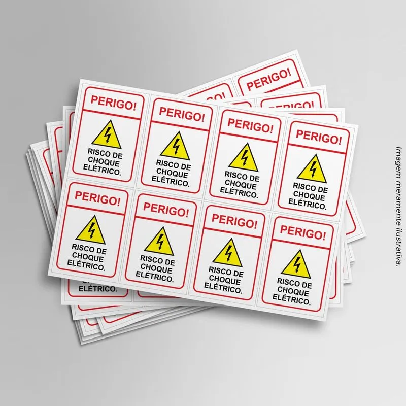 Adesivo Diversos Perigo Risco de Choque Elétrico 6x9cm