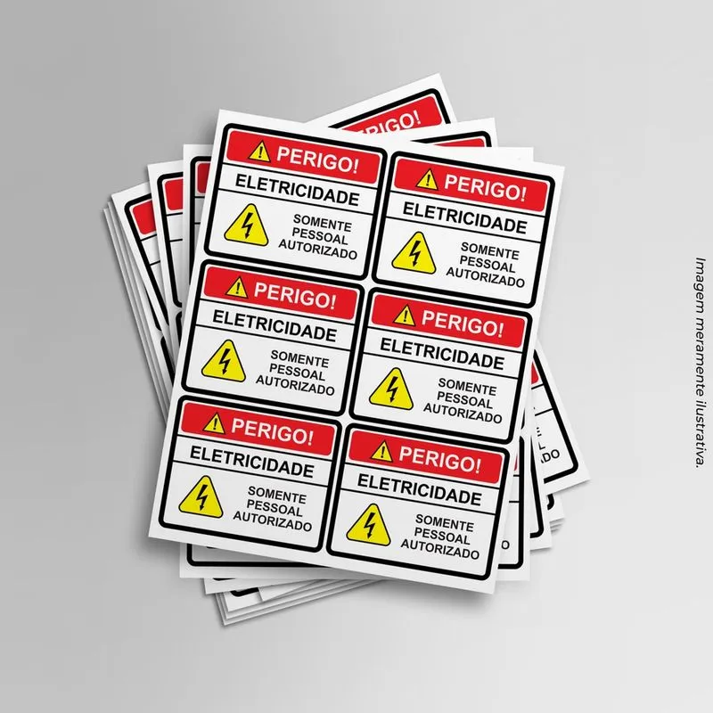 Adesivo Diversos Alta voltagem Cuidado Eletricidade 10x6cm
